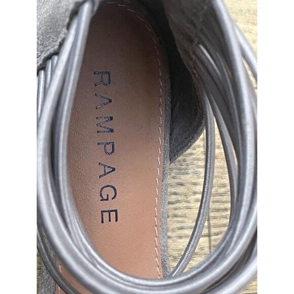 Rampage Taupe-Tan Faux Suede Pointed Toe Ankle Wrap Flats Size 7 Zip Back - Picture 6 of 7